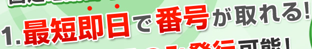 最短即日で番号が取れる！